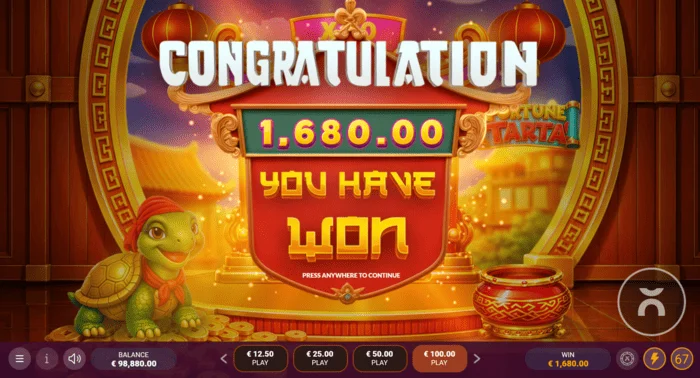 Fortune Tarta - câștig total la sfârșitul rotirilor gratuite
